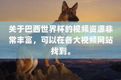 关于巴西世界杯的视频资源非常丰富，可以在各大视频网站找到。洛阳市法福文化传播有限公司
