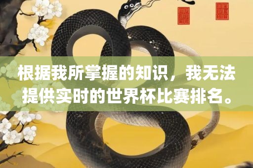 根据我所掌握的知识，我无法提供实时的世界杯比赛排名。