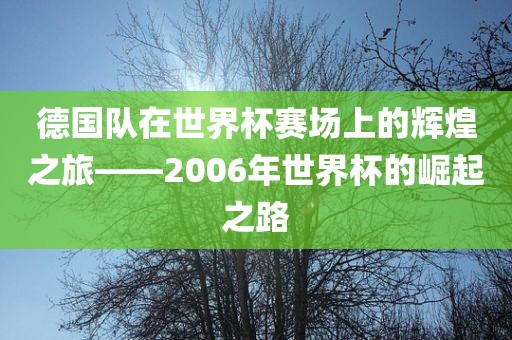 德国队在世界杯赛场上的辉煌之旅——2006年世界杯的崛起之路