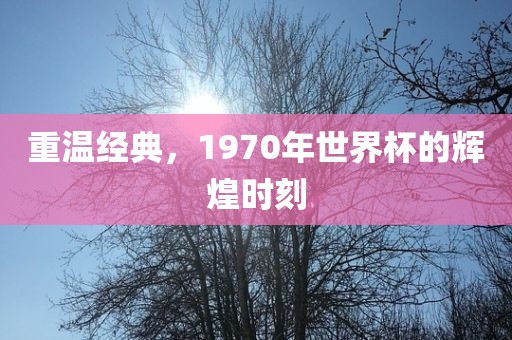 重温经典，1970年世界杯的辉煌时刻