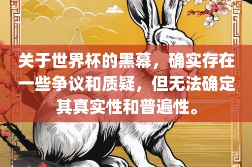 关于世界杯的黑幕，确实存在一些争议和质疑，但无法确定其真实性和普遍性。洛阳市法福文化传播有限公司