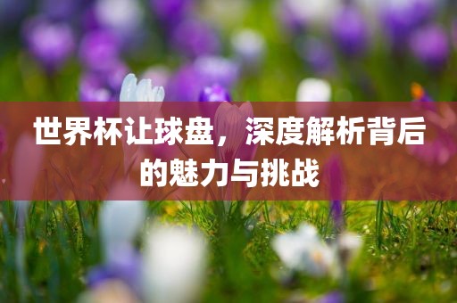 世界杯让球盘，深度解析背后的魅力与挑战洛阳市法福文化传播有限公司