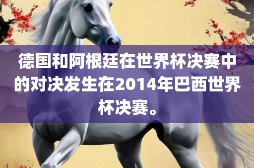 德国和阿根廷在世界杯决赛中的对决发生在2014年巴西世界杯决赛。洛阳市法福文化传播有限公司