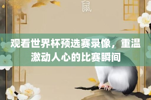 观看世界杯预选赛录像，重温激动人心的比赛瞬间洛阳市法福文化传播有限公司