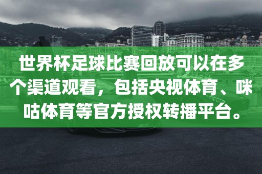 世界杯足球比赛回放可以在多个渠道观看，包括央视体育、咪咕体育等官方授权转播平台。洛阳市法福文化传播有限公司