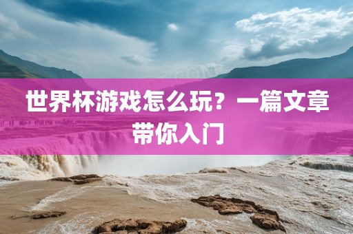 世界杯游戏怎么玩？一篇文章带你入门