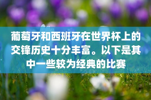 葡萄牙和西班牙在世界杯上的交锋历史十分丰富。以下是其中一些较为经典的比赛洛阳市法福文化传播有限公司