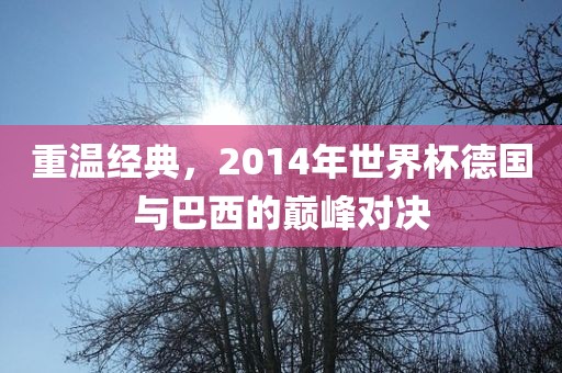 重温经典，2014年世界杯德国与巴西的巅峰对决