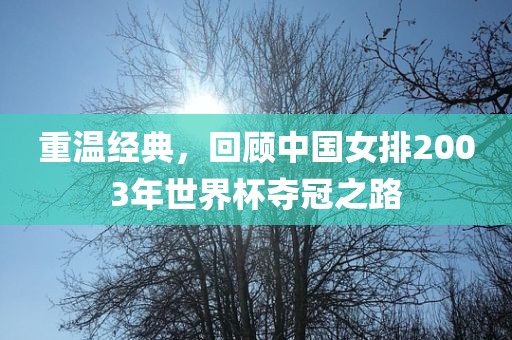 重温经典，回顾中国女排2003年世界杯夺冠之路