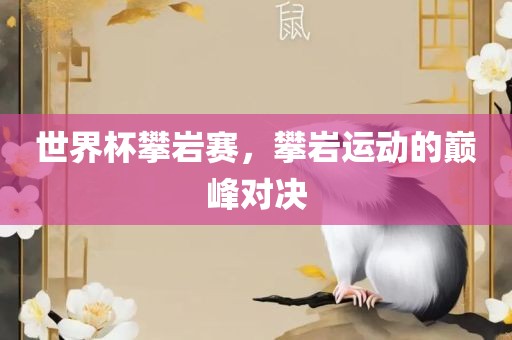 世界杯攀岩赛，攀岩运动的巅峰对决洛阳市法福文化传播有限公司