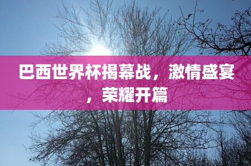 巴西世界杯揭幕战，激情盛宴，荣耀开篇