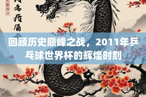回顾历史巅峰之战，2011年乒乓球世界杯的辉煌时刻