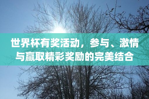 世界杯有奖活动，参与、激情与赢取精彩奖励的完美结合