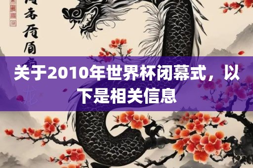 关于2010年世界杯闭幕式，以下是相关信息