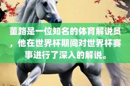董路是一位知名的体育解说员，他在世界杯期间对世界杯赛事进行了深入的解说。