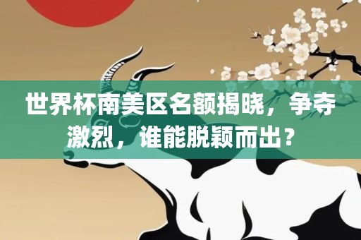 世界杯南美区名额揭晓，争夺激烈，谁能脱颖而出？